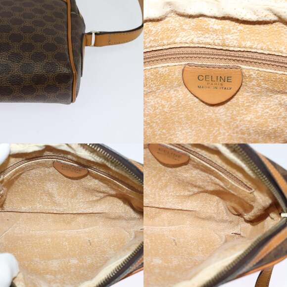CELINE Macadam Canvas Shoulder Bag Pvc Leather Brown Gold - Picture 11 of 12